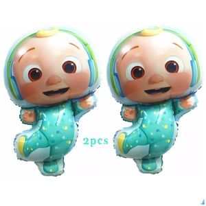 2pcs Cocomelon JJ Foil Balloons Birthday Party Decoration.